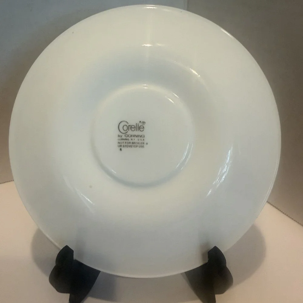 Pyrex Coffee Mug w/ matching Correlle Saucer Morning Blue Pattern Set Of 4 - Picture 7 of 9